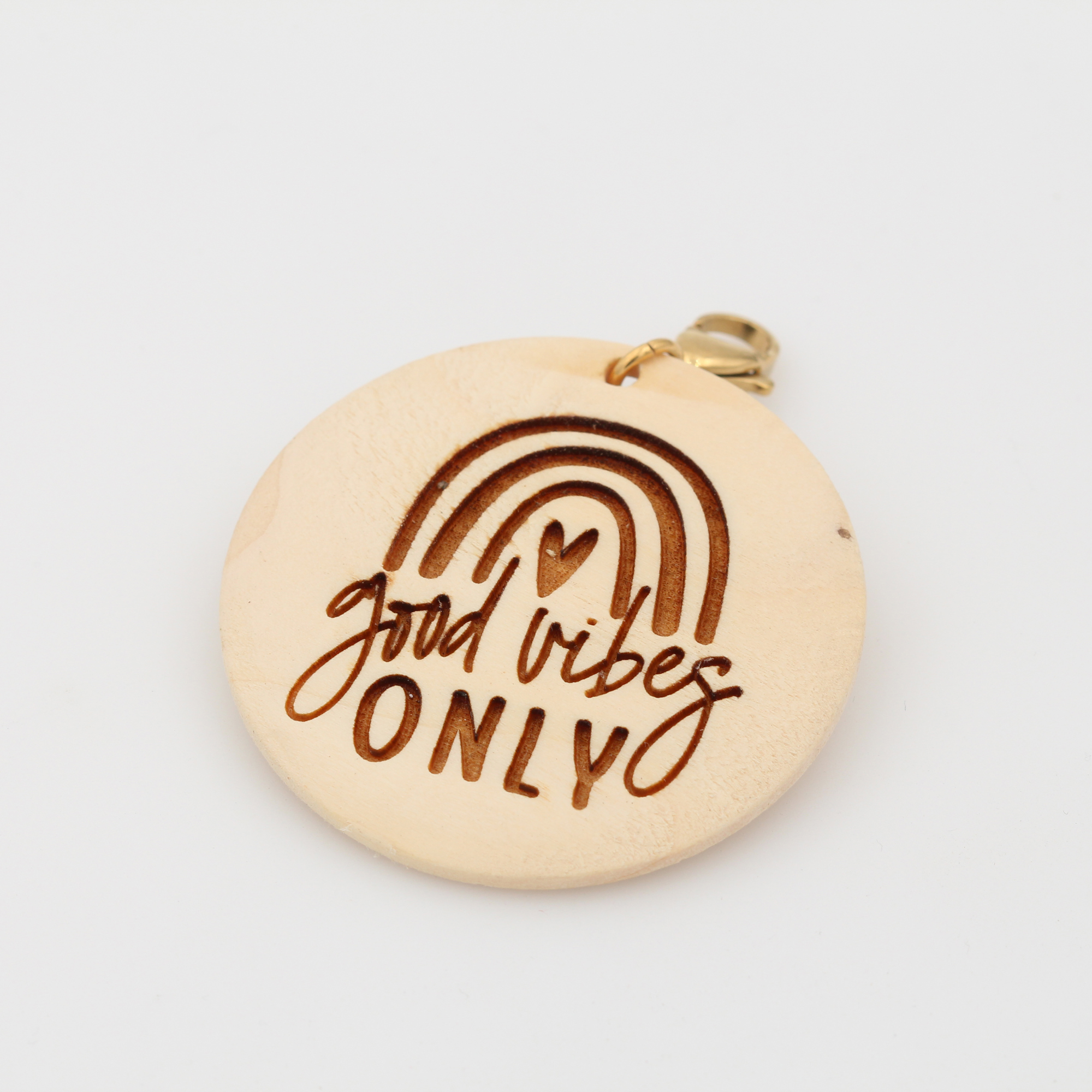 Olive Wood Keychain Wristlet With Engraved Disc Jane